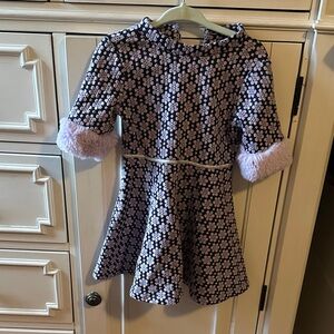 Janie and Jack Black and Purple Floral Winter Dress